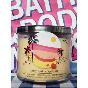 BBW Juicy Pink Grapefruit Large 3 Wick Candle Home Fragrance Decor